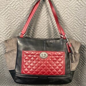 Coach Leather Color Block Shoulder Tote *See Description*